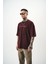 Erkek Divided Personas Baskılı Yıkamalı Oversize T-Shirt Bordo 3