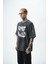 Erkek Star Baskılı Yıkamalı Oversize T-Shirt Bordo 2
