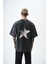 Erkek Star Baskılı Yıkamalı Oversize T-Shirt Bordo 3