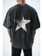 Erkek Star Baskılı Yıkamalı Oversize T-Shirt Bordo 5