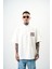 Erkek 22 Baskılı Yarım Fermuarlı Oversize T-Shirt Bej 2
