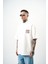 Erkek 22 Baskılı Yarım Fermuarlı Oversize T-Shirt Bej 3