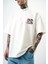 Erkek 22 Baskılı Yarım Fermuarlı Oversize T-Shirt Bej 5
