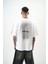 Erkek Try To Pray Nakışlı Oversize T-Shirt Füme 1