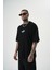Erkek Res'cue Baskılı Oversize T-Shirt Siyah 3