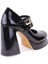 DZA07-337566 Siyah Rugan Platform Topuklu Kadın Ayakkabı 4
