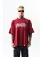 Erkek California Baskılı Oversize T-Shirt Bordo 5