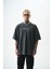Erkek Eyes Baskılı Yıkamalı Oversize T-Shirt Siyah 1