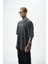 Erkek Eyes Baskılı Yıkamalı Oversize T-Shirt Siyah 2