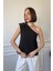 Tek Omuz Çıtçıtlı Bluz- Siyah 1