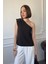 Tek Omuz Çıtçıtlı Bluz- Siyah 3