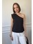 Tek Omuz Çıtçıtlı Bluz- Siyah 4