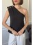 Tek Omuz Çıtçıtlı Bluz- Siyah 5