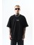 Erkek Eyes Baskılı Oversize T-Shirt Siyah 2