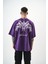 Erkek Ephemeral Baskılı Yıkamalı Oversize T-Shirt Mor 1