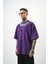 Erkek Ephemeral Baskılı Yıkamalı Oversize T-Shirt Mor 3