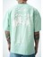 Erkek Palm Baskılı Oversize T-Shirt Su Yeşili 4