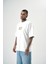 Erkek Ornaments Baskılı Oversize T-Shirt Beyaz 3