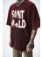 Erkek Star Baskılı Yıkamalı Oversize T-Shirt Bordo 4