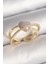 Pirinç Gold Renk Mor Kristal Kalp Model Zirkon Taşlı Kadın Yüzük 1