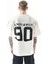 Erkek Ninety Baskılı Oversize T-Shirt Ekru 1