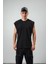 Erkek Basic Sıfır Kol Oversize T-Shirt Siyah 1