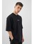 Erkek Crush Baskılı Oversize T-Shirt Siyah 3
