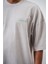 Erkek Series Of Minimalism Yazılı Yıkamalı Oversize T-Shirt Gri 5