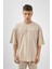 Erkek David Of Michel Baskılı Oversize T-Shirt Bej 2