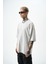 Erkek Etiket Detaylı Yıkamalı Oversize T-Shirt Gri 2