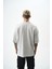 Erkek Etiket Detaylı Yıkamalı Oversize T-Shirt Gri 3