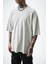 Erkek Etiket Detaylı Yıkamalı Oversize T-Shirt Gri 5