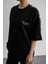 Erkek Feel Inside Yazı Detaylı Şeritli Oversize T-Shirt Siyah 3