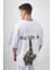 Erkek God With Me Baskılı Oversize T-Shirt Beyaz 1