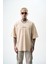Erkek Human Nakışlı Oversize T-Shirt Bej 2