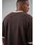 Erkek Lastik Kol Detaylı Oversize Triko T-Shirt Kahve 5