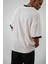 Erkek Lastik Kol Detaylı Oversize Triko T-Shirt Ekru 5
