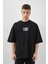Erkek Rustic Baskılı Oversize T-Shirt Siyah 2