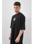 Erkek Rustic Baskılı Oversize T-Shirt Siyah 3