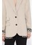 Kadın Astarlı Leopar Detaylı Oversize Blazer Ceket P-00012878 4