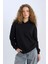 Loose Fit Kapüşonlu Basic Düz Kalın Sweatshirt E3862AX24WN 1