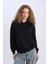 Loose Fit Kapüşonlu Basic Düz Kalın Sweatshirt E3862AX24WN 4