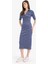 Bodycon Vücudu Saran Polo Yaka Çizgili Fitilli Kaşkorse Kısa Kollu Midi Elbise E2225AX25SP 3