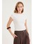 Yuvarlak Yaka Kısa Kol Crop Bluz 2