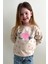 Kız Çocuk Sweatshirt Sevgi Temalı Kalp Desenli 3-8 Yaş, Bej 2