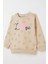 Kız Çocuk Sweatshirt Sevgi Temalı Kalp Desenli 3-8 Yaş, Bej 5