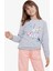 Kız Çocuk Sweatshirt Renkli Oje Baskılı 6-12 Yaş, Gri Melanj 2