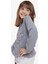 Kız Çocuk Sweatshirt Pullu Yazı Baskılı 8-14 Yaş, Koyu Gri Melanj 1