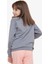 Kız Çocuk Sweatshirt Pullu Yazı Baskılı 8-14 Yaş, Koyu Gri Melanj 3