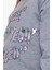 Kız Çocuk Sweatshirt Pullu Yazı Baskılı 8-14 Yaş, Koyu Gri Melanj 4